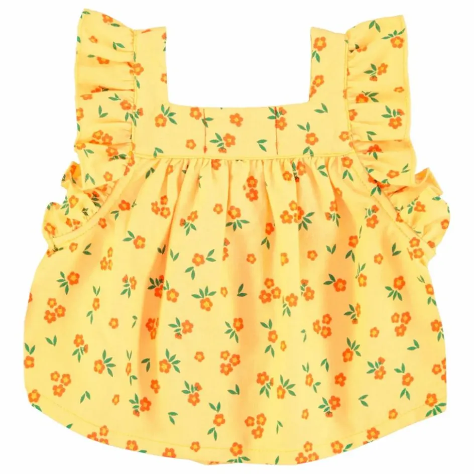 Discount Piupiuchick Top Fleuri Coton Bio | Jaune