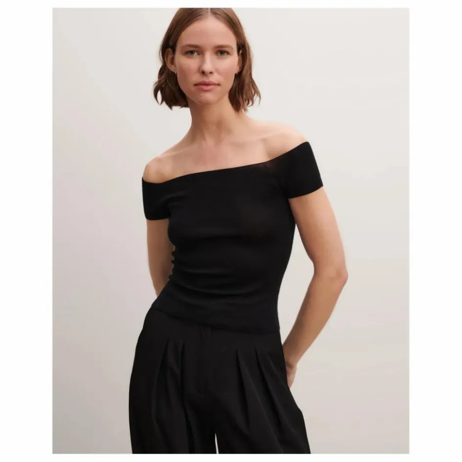 Femme Bompard Tee-Shirts, Polos*Top Maille Col Bardot Cachemire et Soie |