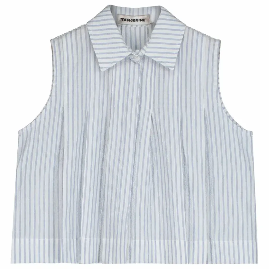 Sale Tangerine Top Rayé | Bleu Clair