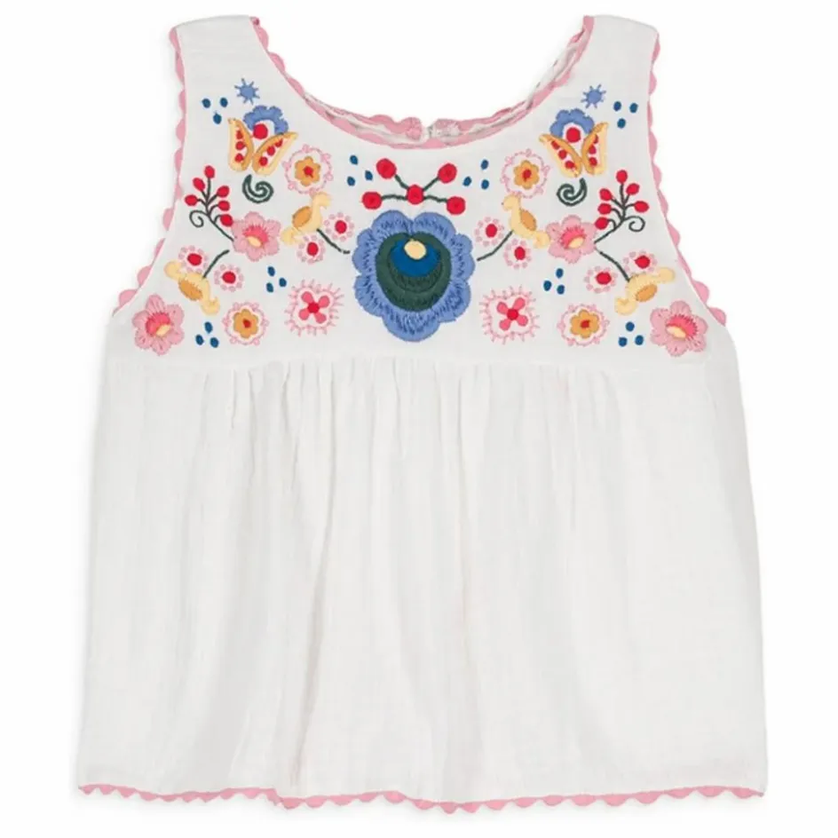 Discount Louise Misha Top Solenia Gaze de Coton Bio | Blanc