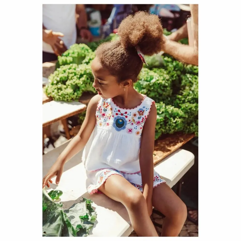 Discount Louise Misha Top Solenia Gaze de Coton Bio | Blanc