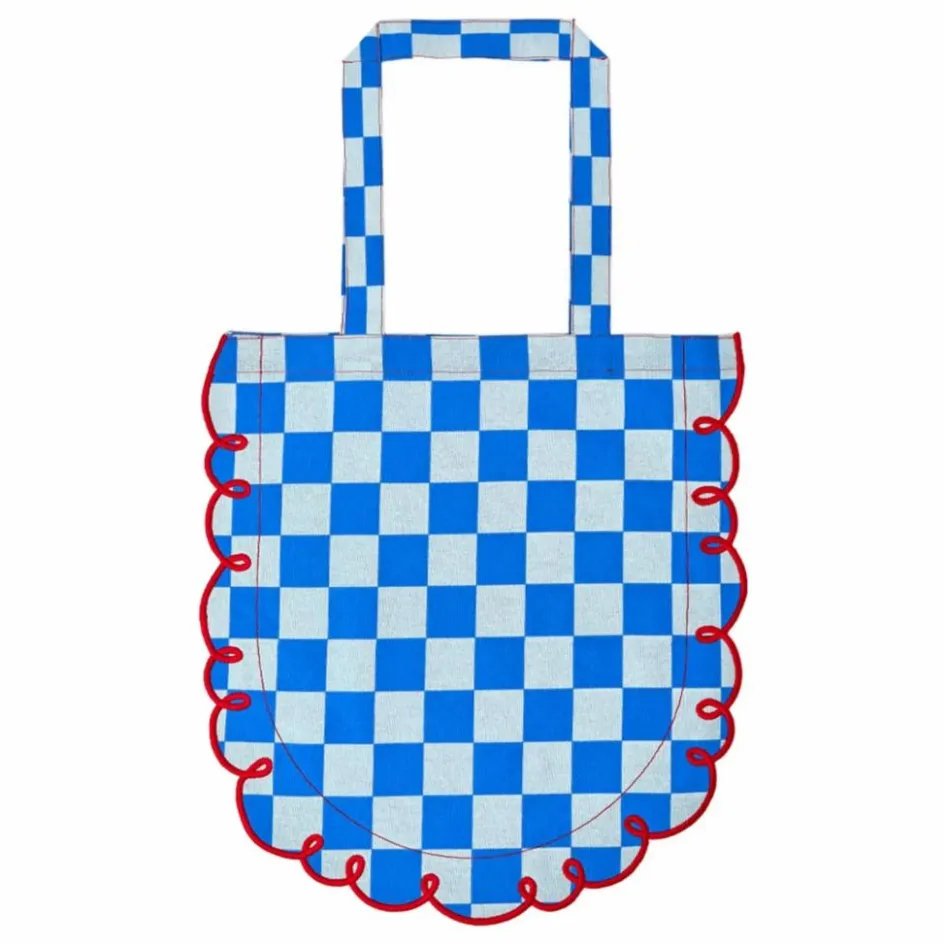 Bitossi Tote Bag en coton vichy Dama Azzurro ||Femme Cabas