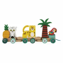 Janod Train Tropical à tirer| Jouets D'Éveil|Jouets D'Éveil
