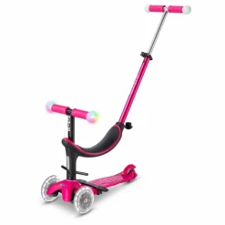 Sale Micro Trottinette Mini 3en1 Revolution Deluxe Magic LED | Rouge framboise
