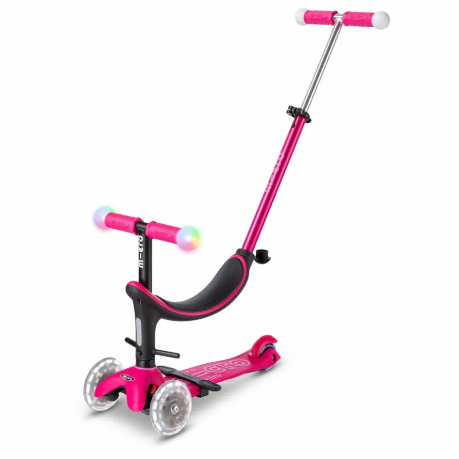 Sale Micro Trottinette Mini 3en1 Revolution Deluxe Magic LED | Rouge framboise