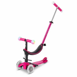 Sale Micro Trottinette Mini 3en1 Revolution Deluxe Magic LED | Rouge framboise