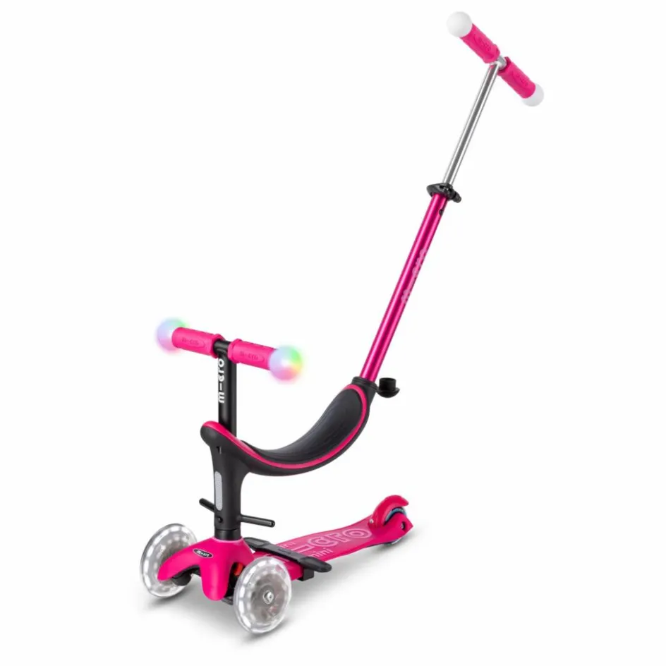 Sale Micro Trottinette Mini 3en1 Revolution Deluxe Magic LED | Rouge framboise