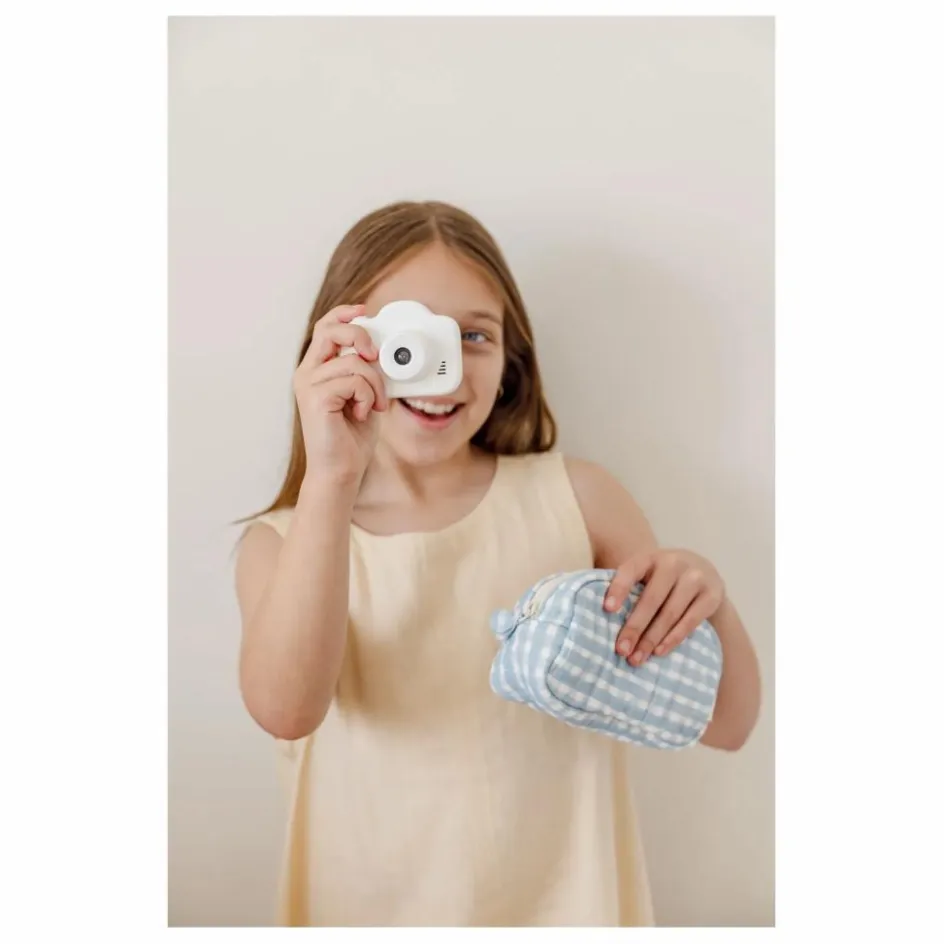 Soft Spot Trousse de maquillage Cottage en coton bio | Bleu