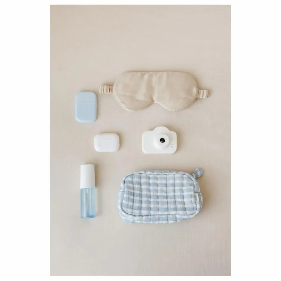 Soft Spot Trousse de maquillage Cottage en coton bio | Bleu