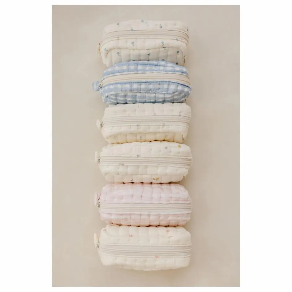 Soft Spot Trousse de maquillage Cottage en coton bio | Bleu