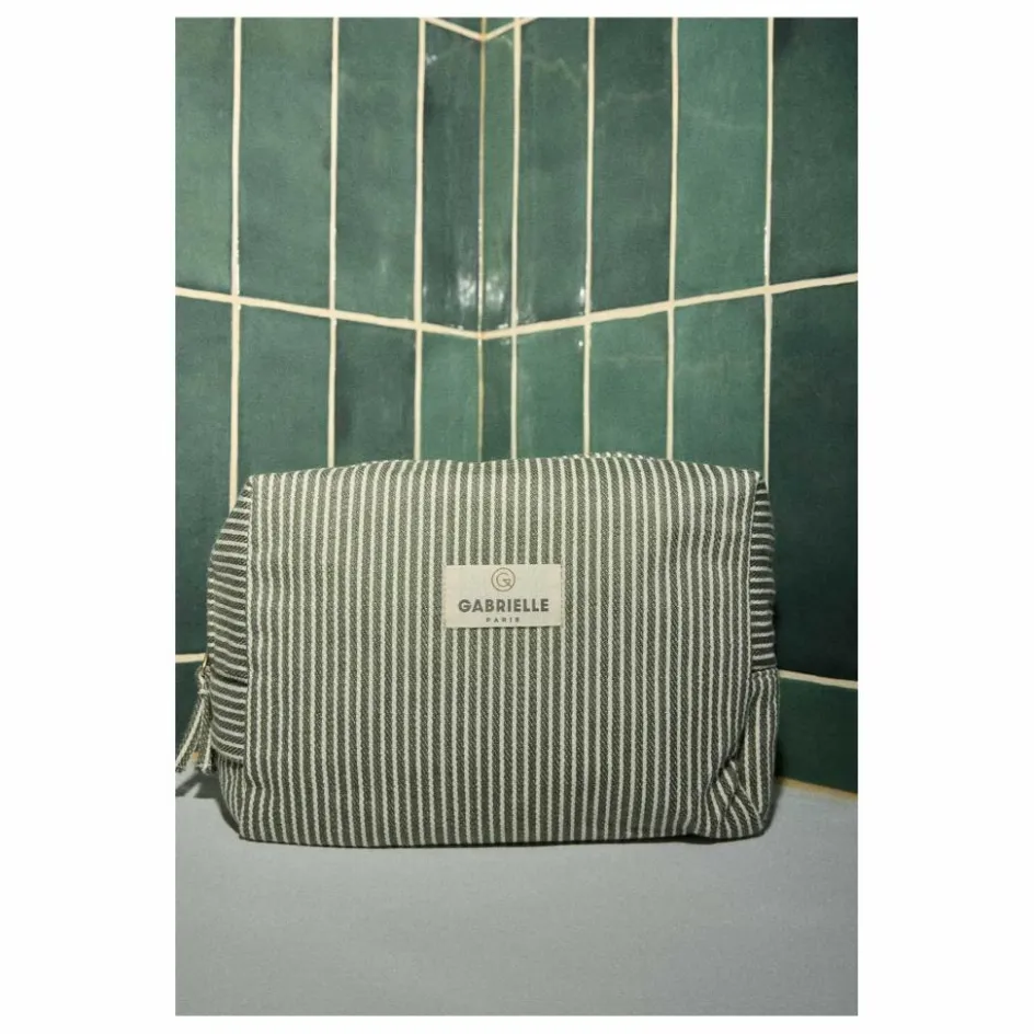 Outlet Gabrielle Paris Trousse de toilette à rayures en coton | Quartz