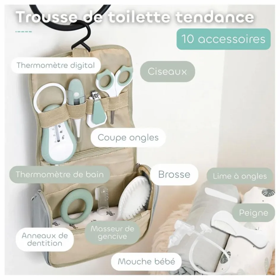 Béaba Trousse de toilette avec 10 accessoires ||Enfant Trousses De Toilette|Soins Bébé Et La Beauté