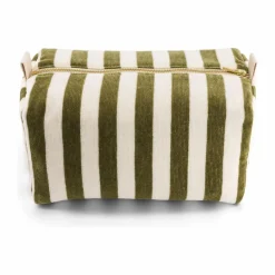 Discount Rose in April Trousse de toilette en éponge Vic rayée | Vert kaki
