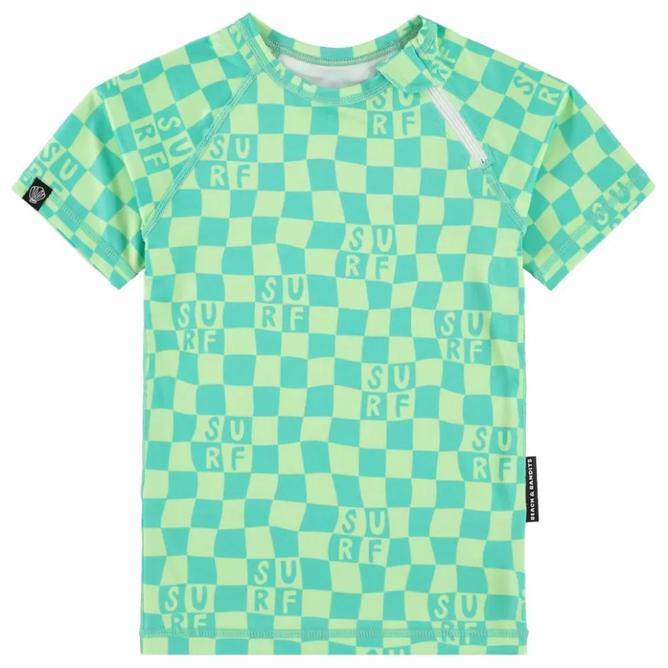 Clearance Beach & Bandits T-shirt Anti-UV Checkered Surf Fibres Recyclées | Vert