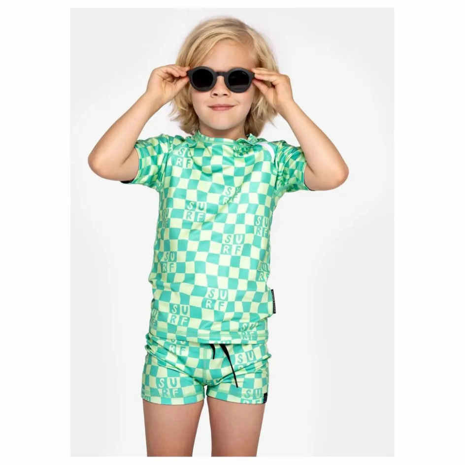 Clearance Beach & Bandits T-shirt Anti-UV Checkered Surf Fibres Recyclées | Vert