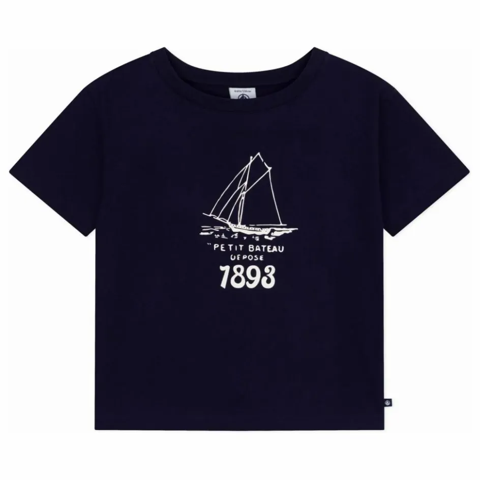 Online Petit Bateau T-shirt Bateau 1893 Jersey Coton Bio | Bleu marine