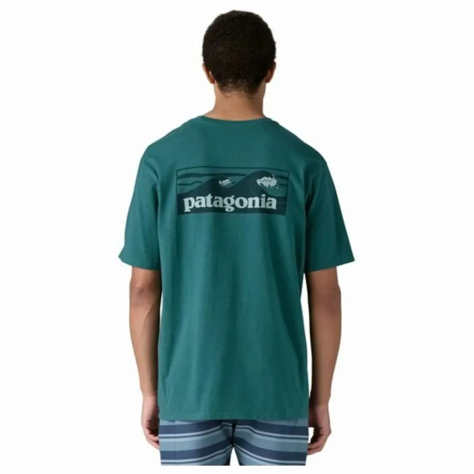 Patagonia T-shirt Boardshort Logo Responsibili Fibres Recyclées | Bleu canard