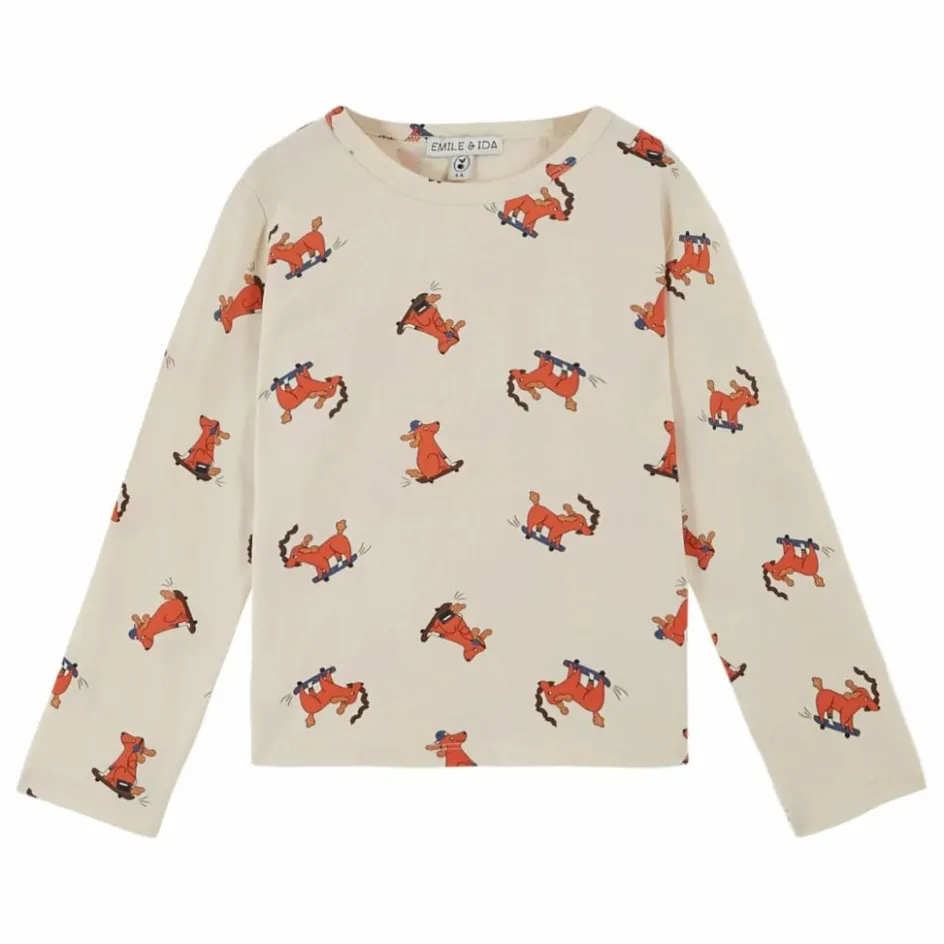 Best Emile et Ida T-shirt Chien Skateur | Ecru