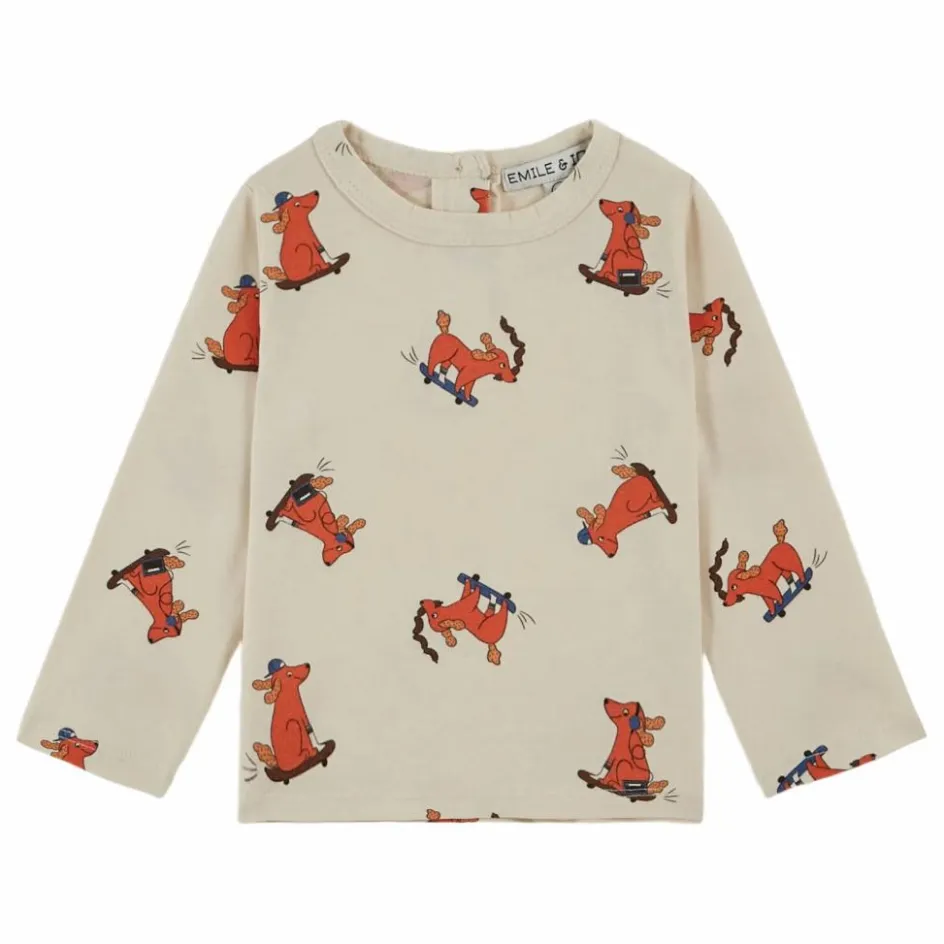 Best Emile et Ida T-shirt Chien Skateur | Ecru