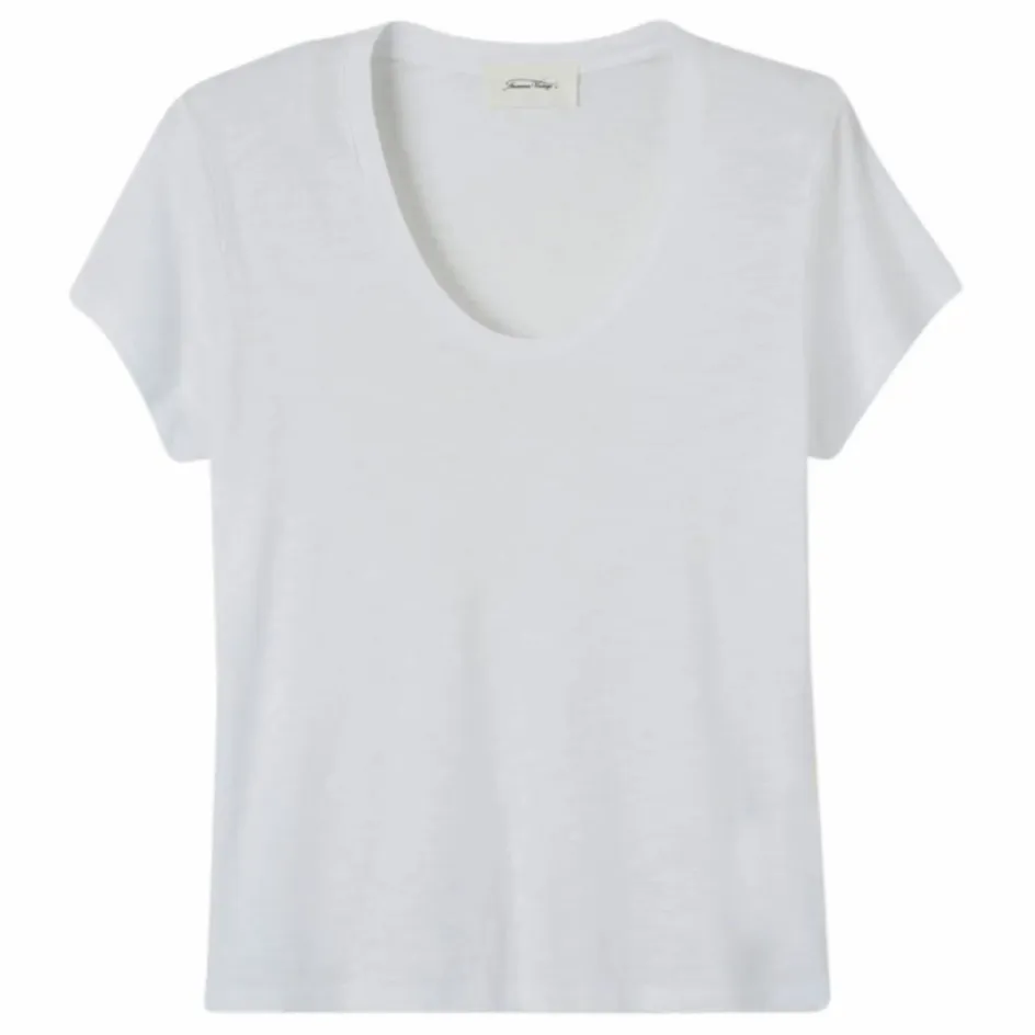 Discount American Vintage T-shirt Col U Jacksonville | Blanc