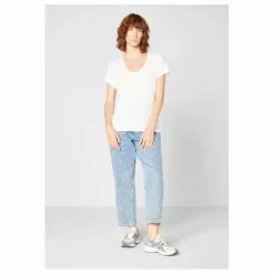 Discount American Vintage T-shirt Col U Jacksonville | Blanc