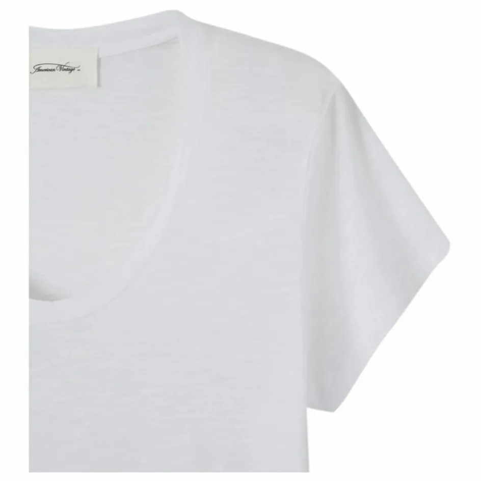 Discount American Vintage T-shirt Col U Jacksonville | Blanc