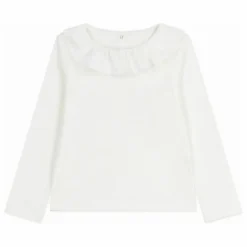 Clearance Petit Bateau T-shirt Col Volants Coton Bio | Blanc
