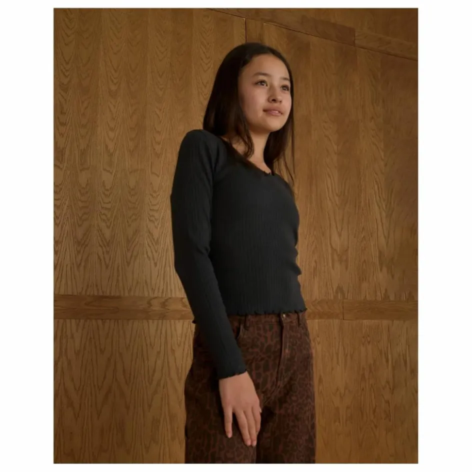 Online Rylee + Cru T-shirt Côtelé | Noir