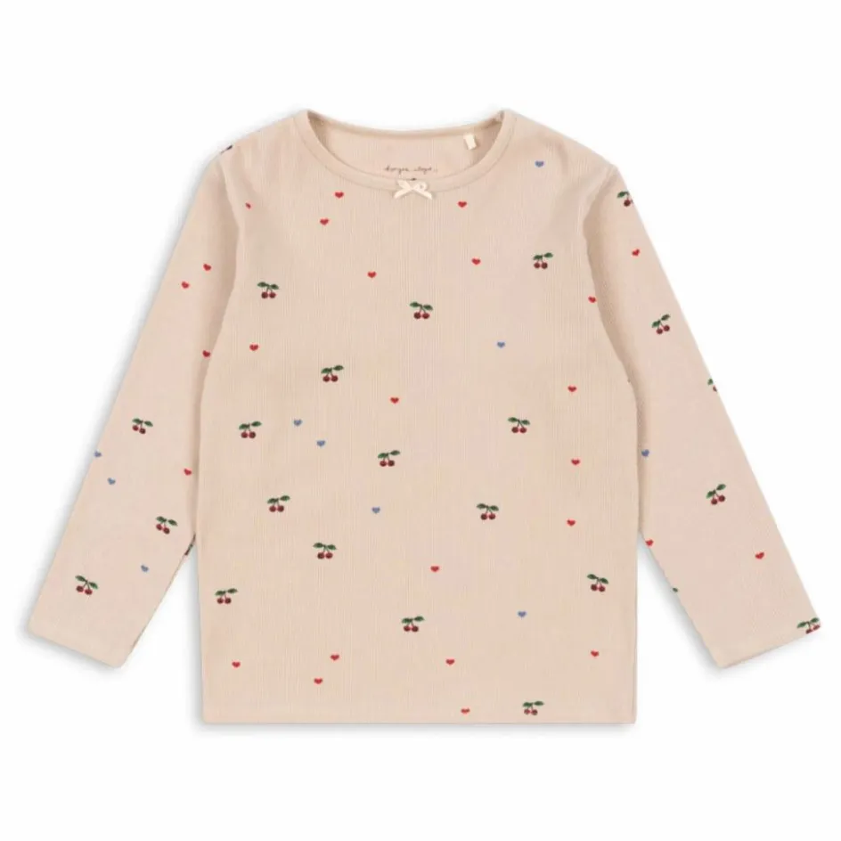 Sale Konges Sløjd T-shirt Côtelé Ella Cerises Coton Bio | Vieux Rose
