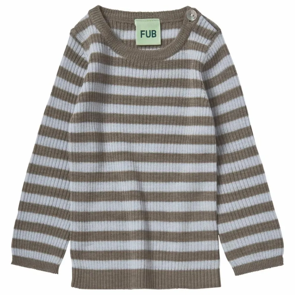 Outlet FUB T-Shirt Côtelé Marinère Maille Extra Fine Laine Mérinos | Noisette