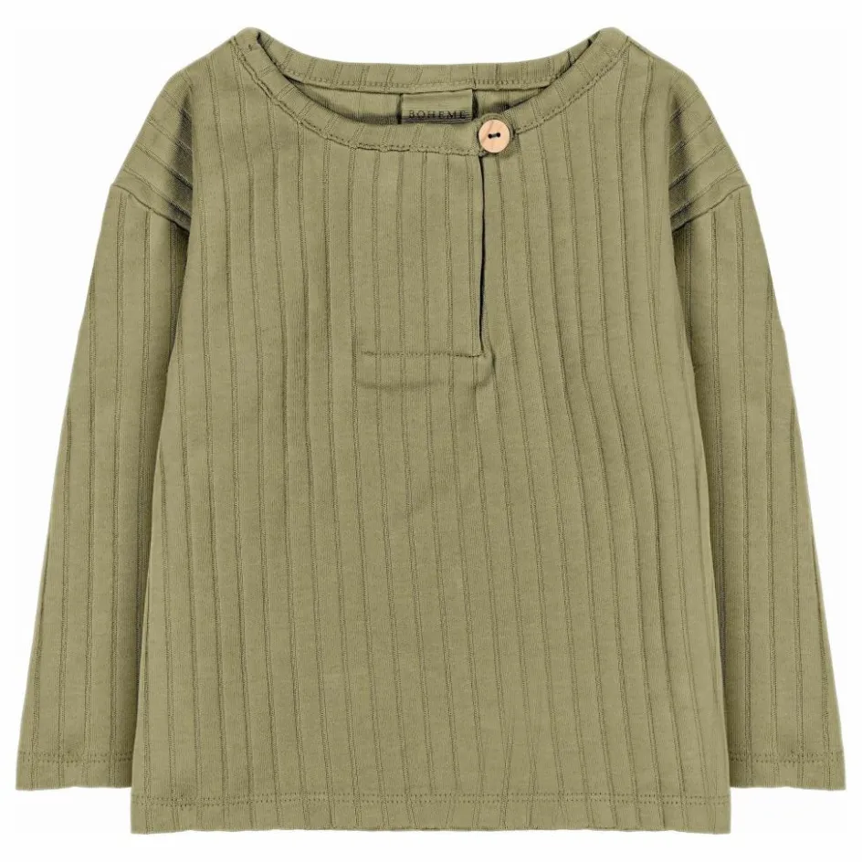 Online Studio Bohème T-shirt Côtelé Orso Coton Bio | Vert kaki clair
