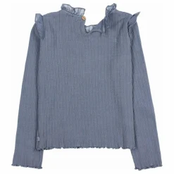 New Búho T-shirt Côtelé Volants | Bleu gris