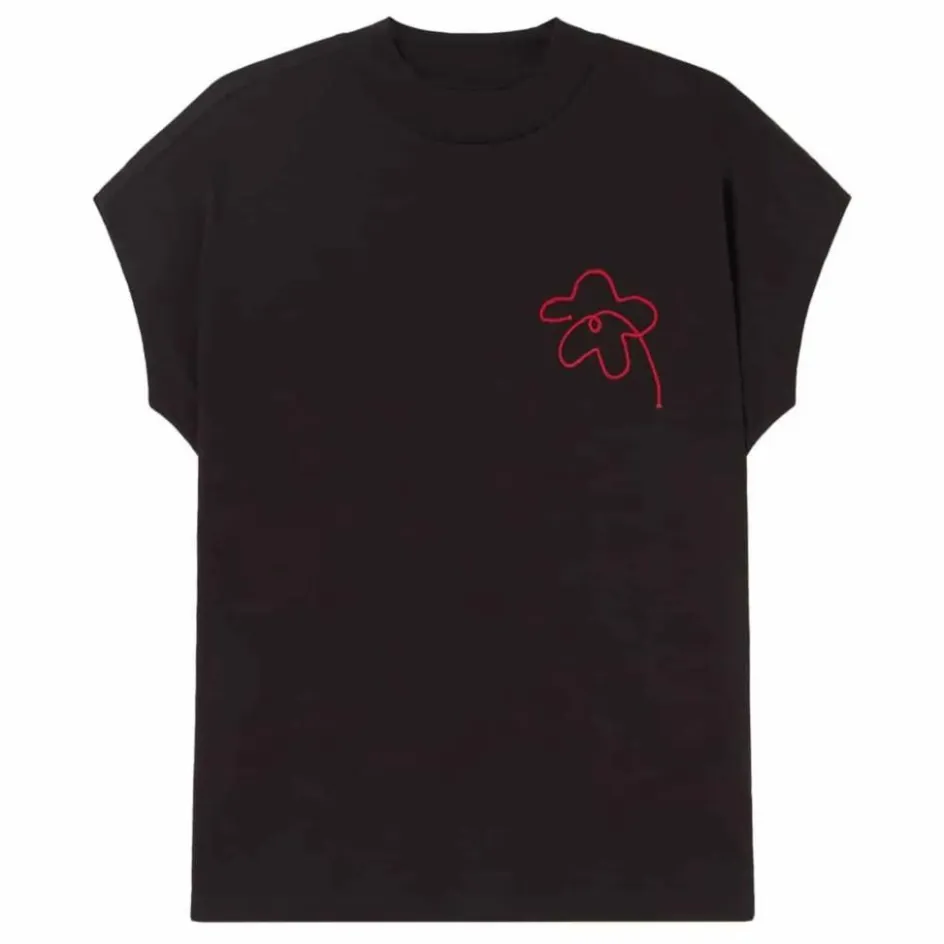 Clearance Thinking Mu T-shirt Flower Cord Volta Coton Bio | Noir