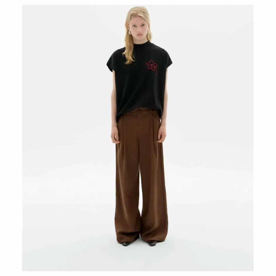 Clearance Thinking Mu T-shirt Flower Cord Volta Coton Bio | Noir