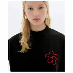 Clearance Thinking Mu T-shirt Flower Cord Volta Coton Bio | Noir