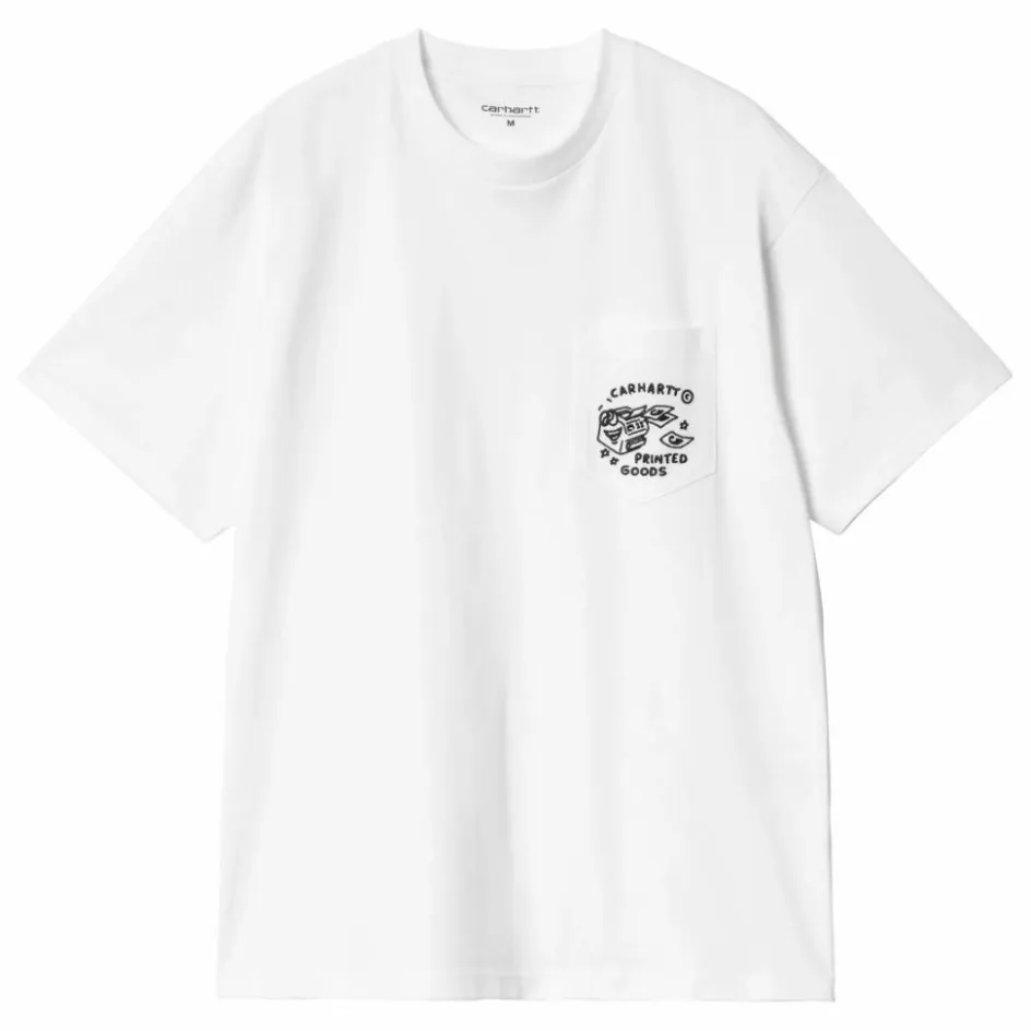 Hot Carhartt WIP T-shirt Fragments Pocket Coton Bio | Blanc
