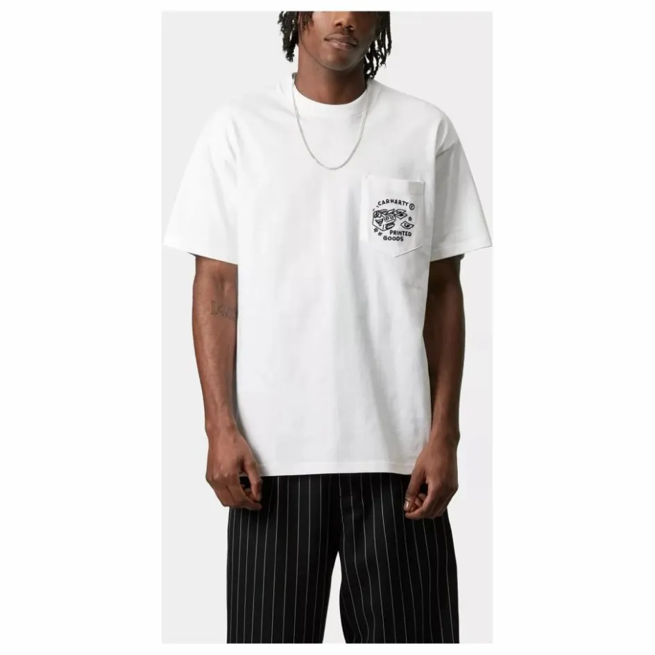 Hot Carhartt WIP T-shirt Fragments Pocket Coton Bio | Blanc