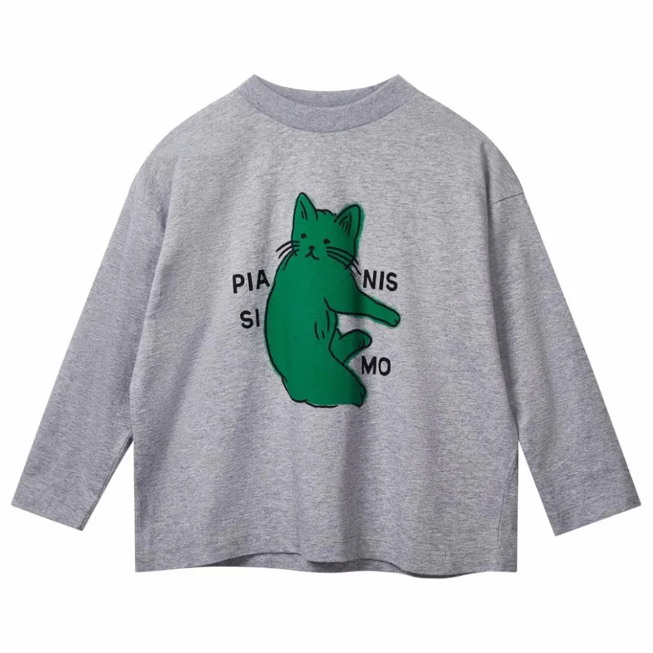 Sale Wynken T-shirt Kukka Chat Coton Bio | Gris chiné