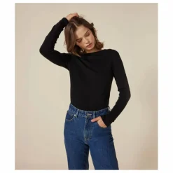 Petit Bateau T-shirt l'Iconique Manches Longues - Collection Femme | Noir
