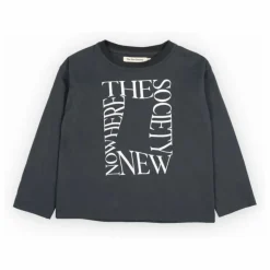 Online the new society T-shirt Manches Longues Oscar Coton Bio | Noir