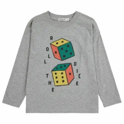 Sale Bobo Choses T-shirt Manches Longues Roll The Dice Coton Bio | Gris chiné