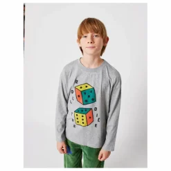 Sale Bobo Choses T-shirt Manches Longues Roll The Dice Coton Bio | Gris chiné