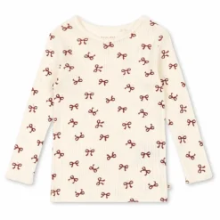 Sale Konges Sløjd T-shirt Minnie Nœuds Pointelle Coton Bio | Beige