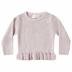 Quincy Mae T-shirt Peplum Maille Côtelée Bio | Lilas|Enfant Blouses, T-Shirts|Blouses, T-Shirts