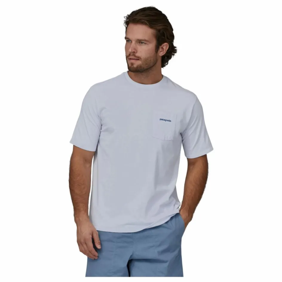New Patagonia T-shirt Poche Boardshort Logo Recyclé | Bleu Clair