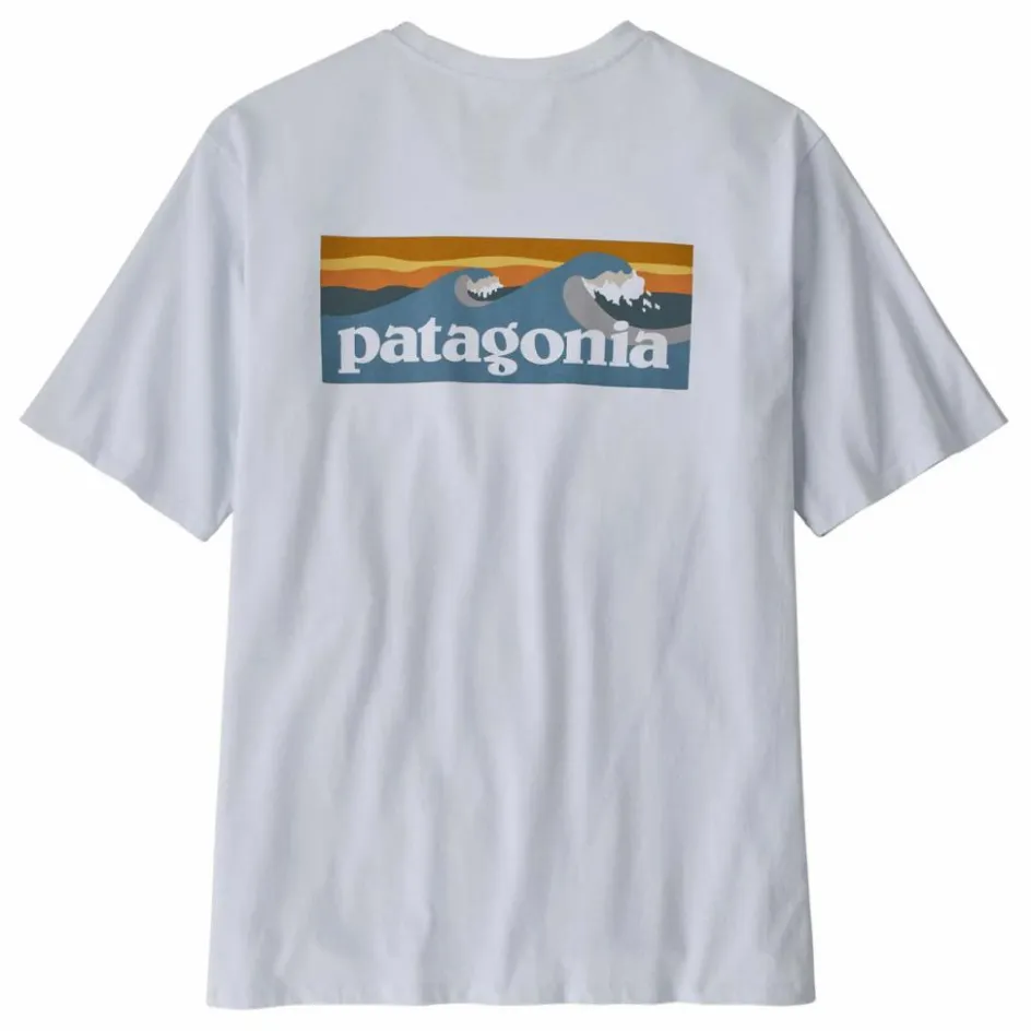 New Patagonia T-shirt Poche Boardshort Logo Recyclé | Bleu Clair