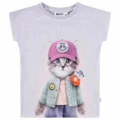 Enfant Molo Blouses, T-Shirts*T-shirt Ragnhilde Kitty Miauu Coton Bio |