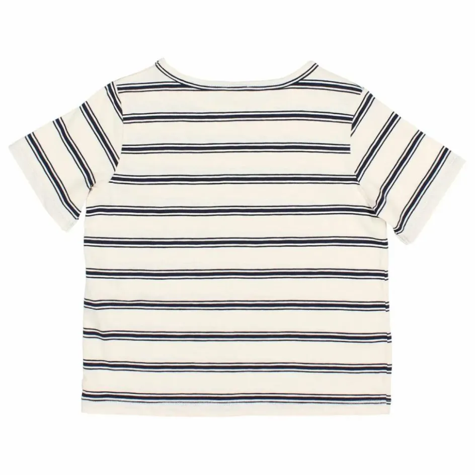 Discount Búho T-shirt Rayures Coton Bio | Bleu nuit