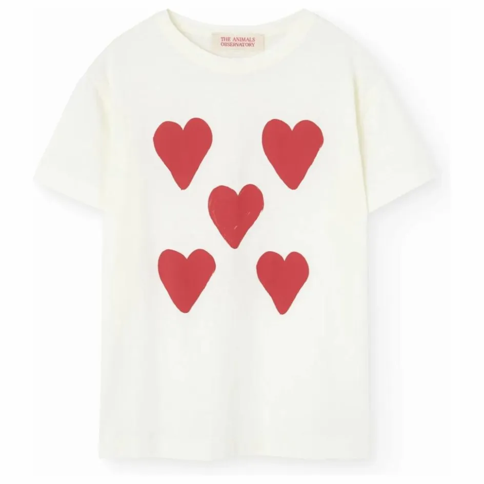 Hot The Animals Observatory T-shirt Rooster Cœurs | Blanc