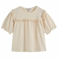 Emile et Ida T-shirt Volants Coton Flammé | Ecru